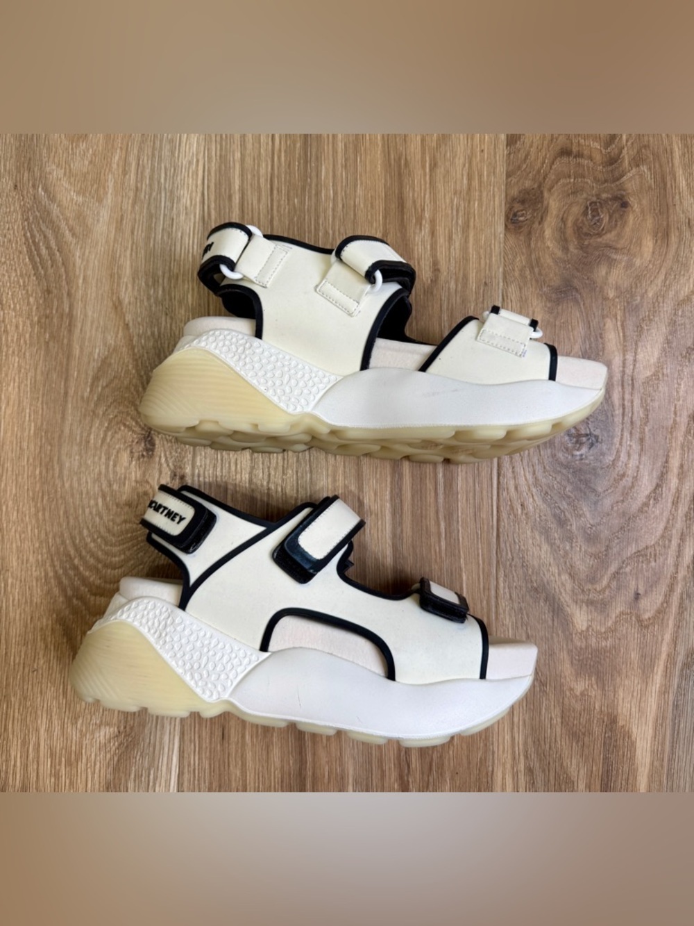 Stella McCartney Logo Strap Platform Sandals White Black Size 38 NWOB - Picture 5 of 10